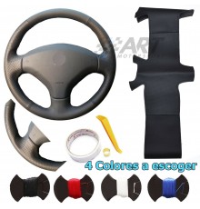Funda de cuero genuino para volante de coche, cosida a mano, color negro,  para Peugeot 308, 2015, 2016, 2017 - AliExpress